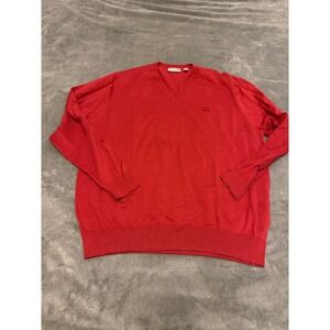 Lacoste Red V Neck Long Sleeve Sweater Men's US‎ XXL